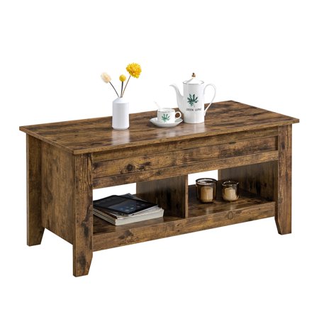 Yaheetech Lift Top Coffee Table w/Hidden Storage Compartment Open Shelf for Living Room.Rustic Brown