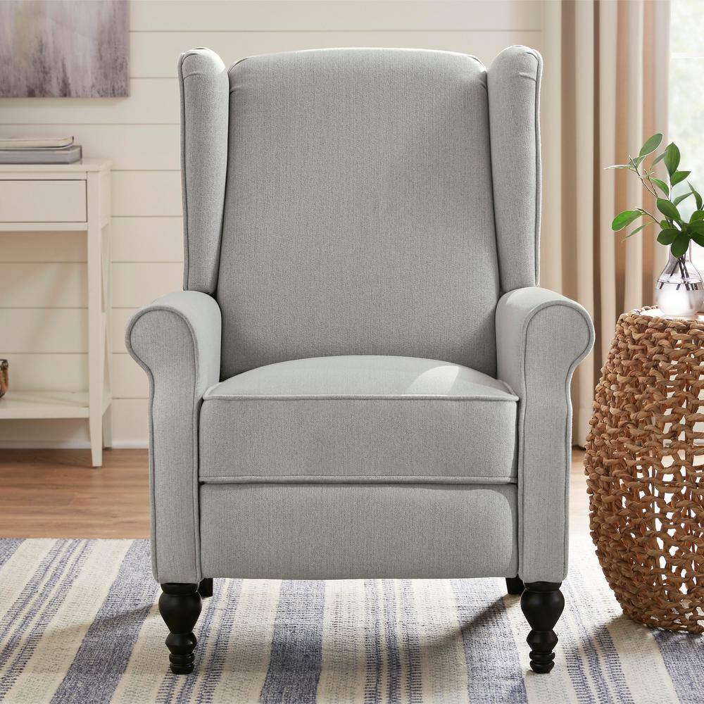 StyleWell Reedbury Stone Gray Upholstered Wingback Pushback Recliner