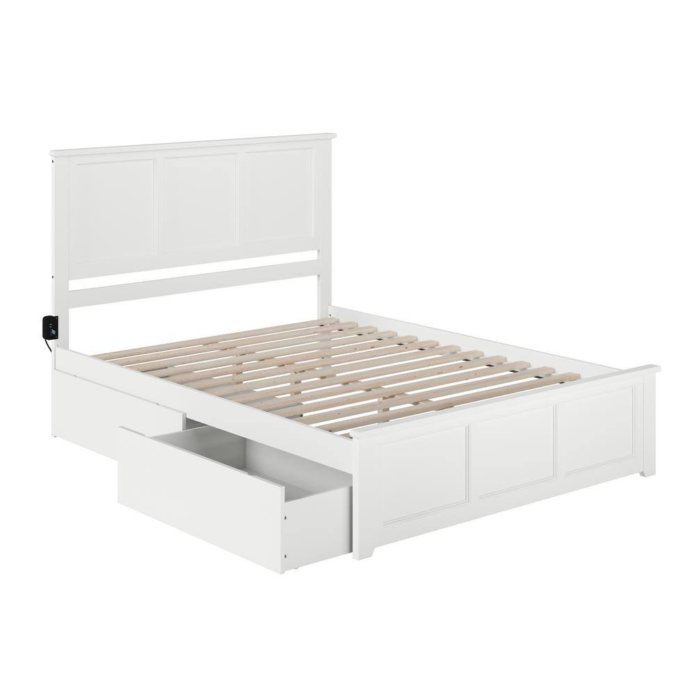 AFI  Madison White Queen Platform Bed with Matching Foot Board with 2-Urban Bed Drawers