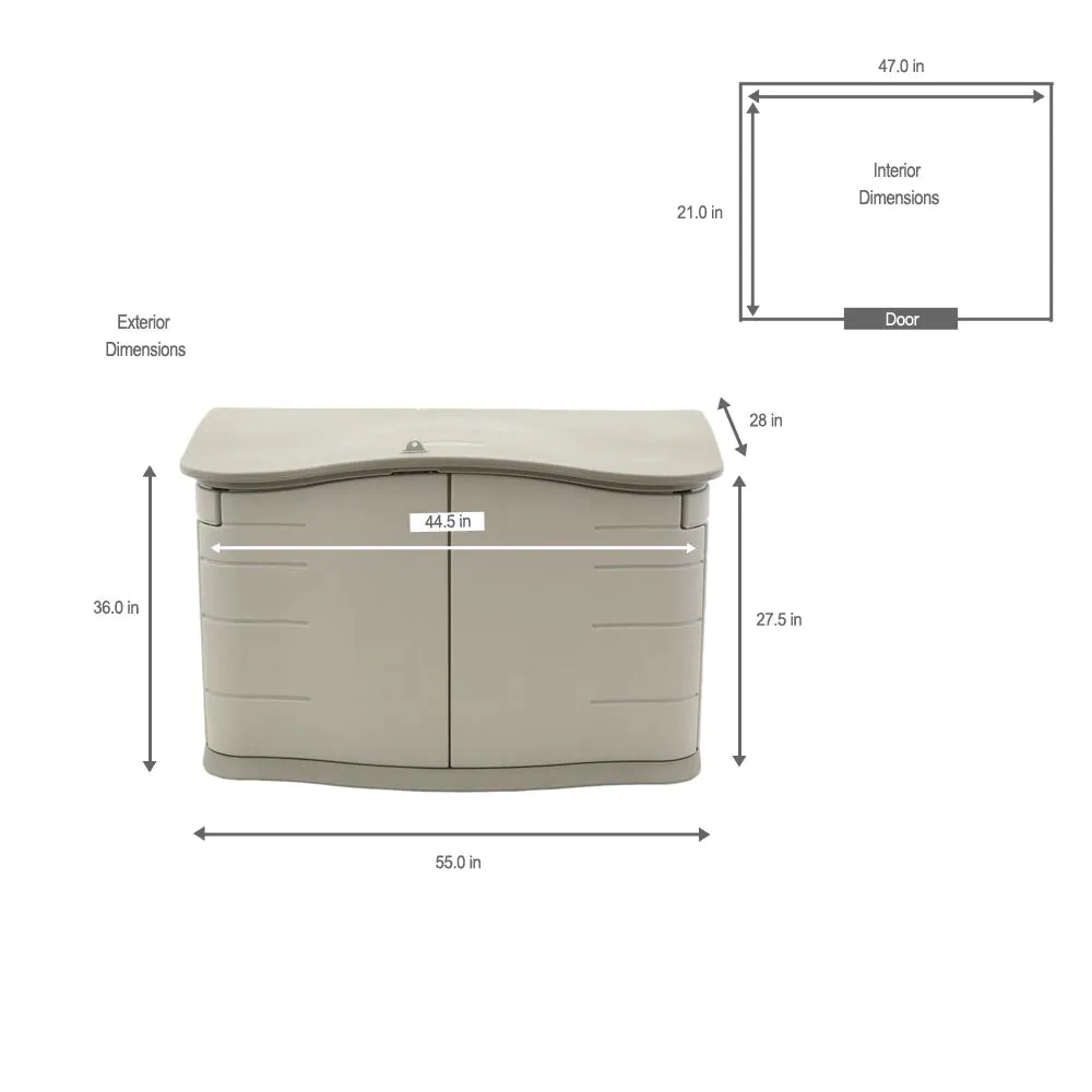 Rubbermaid FG374801OLVSS Olive/Sandstone Resin Outdoor Storage Shed (Common: 55-in x 28-in; Interior Dimensions: 47-in x 21-in)