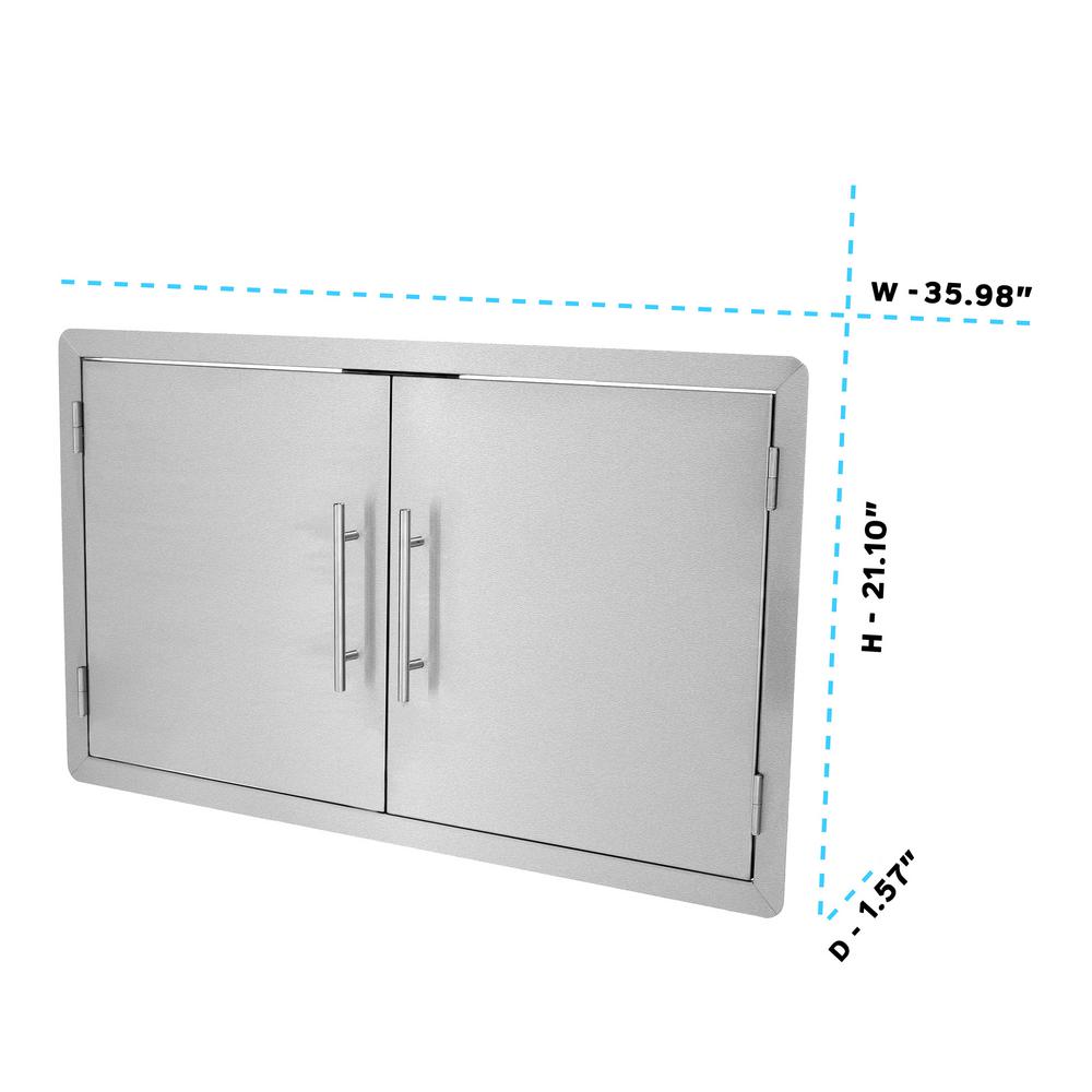 AdirHome Stainless Steel Rust-Resistant Single Face BBQ Grill Double Access Door Panel. 36 Inches