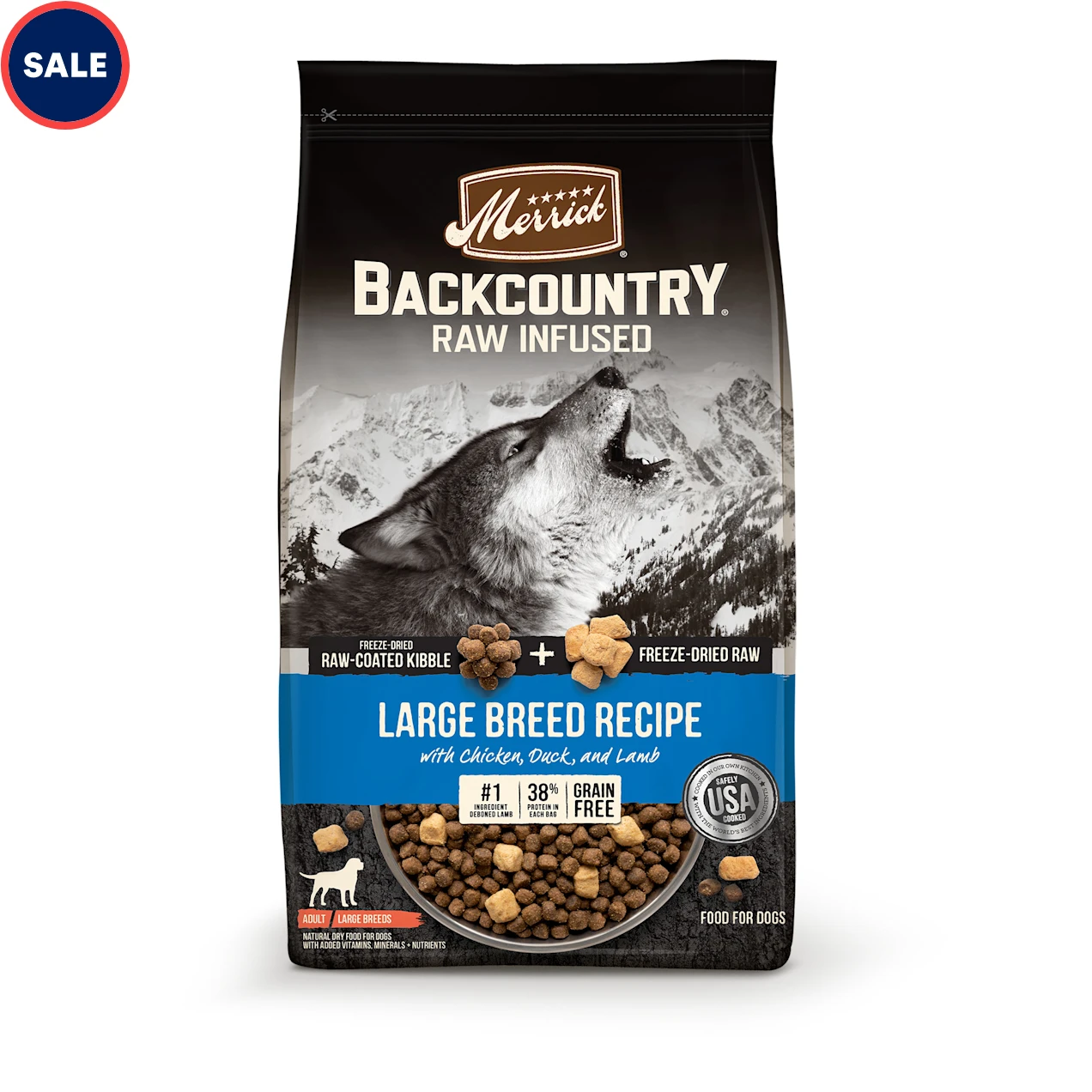 Merrick Backcountry Freeze Dried Raw Infused Grain Free Large Breed Recipe Dry Dog Food. 20 lbs.