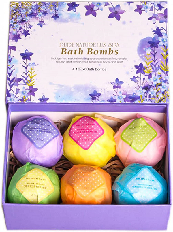 LuxSpa Bath Bombs Gift Set - The Best Ultra Bubble Fizzies with Natural