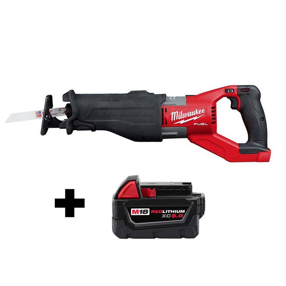 Milwaukee  M18 FUEL 18V Lithium-Ion Brushless Cordless SUPER SAWZALL Orbital Reciprocating Saw with M18 5.0 Ah Battery