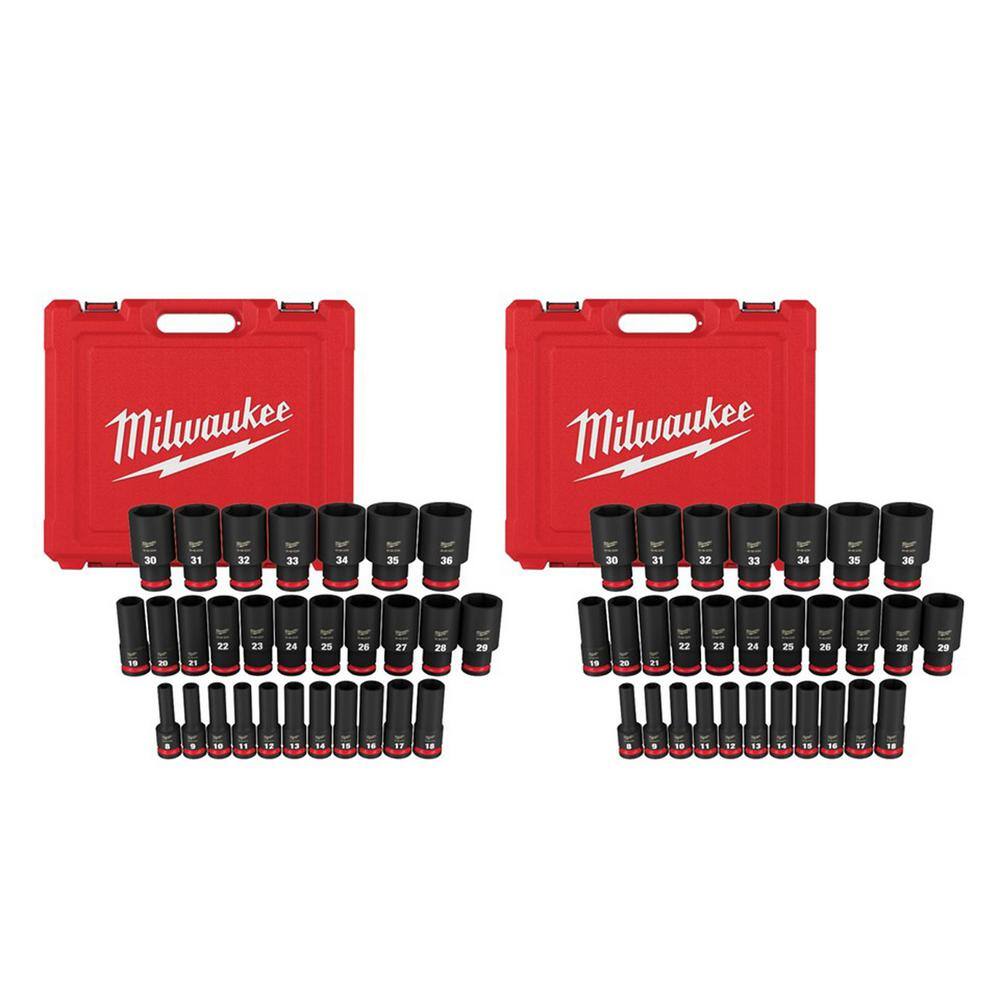 Milwaukee 49-66-7015-49-66-7015 SHOCKWAVE 1/2 in. Drive Metric 6 Point Impact Socket Set (58-Piece)
