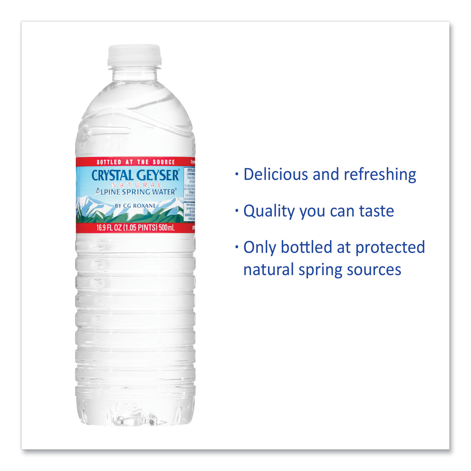Crystal Geyser Natural Alpine Spring Water. 16.9 oz Bottle. 35/Carton (35001CTDEP)D6