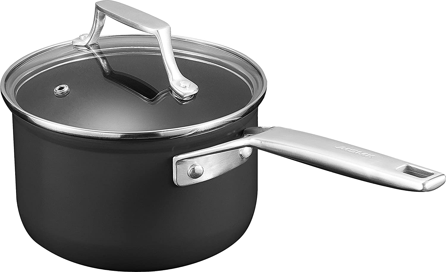 MSMK 1.5 Quart Saucepan with lid. Burnt also Non stick. Induction. Scratch-resistant. Small Cooking Pot