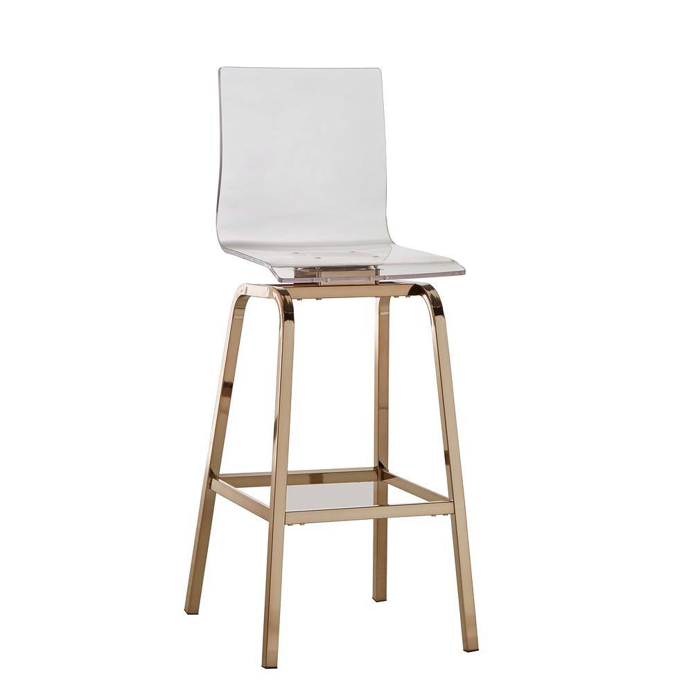 HomeSullivan  43.25 in Gold Acrylic Swivel High Back Bar Metal Stools (Set 2)