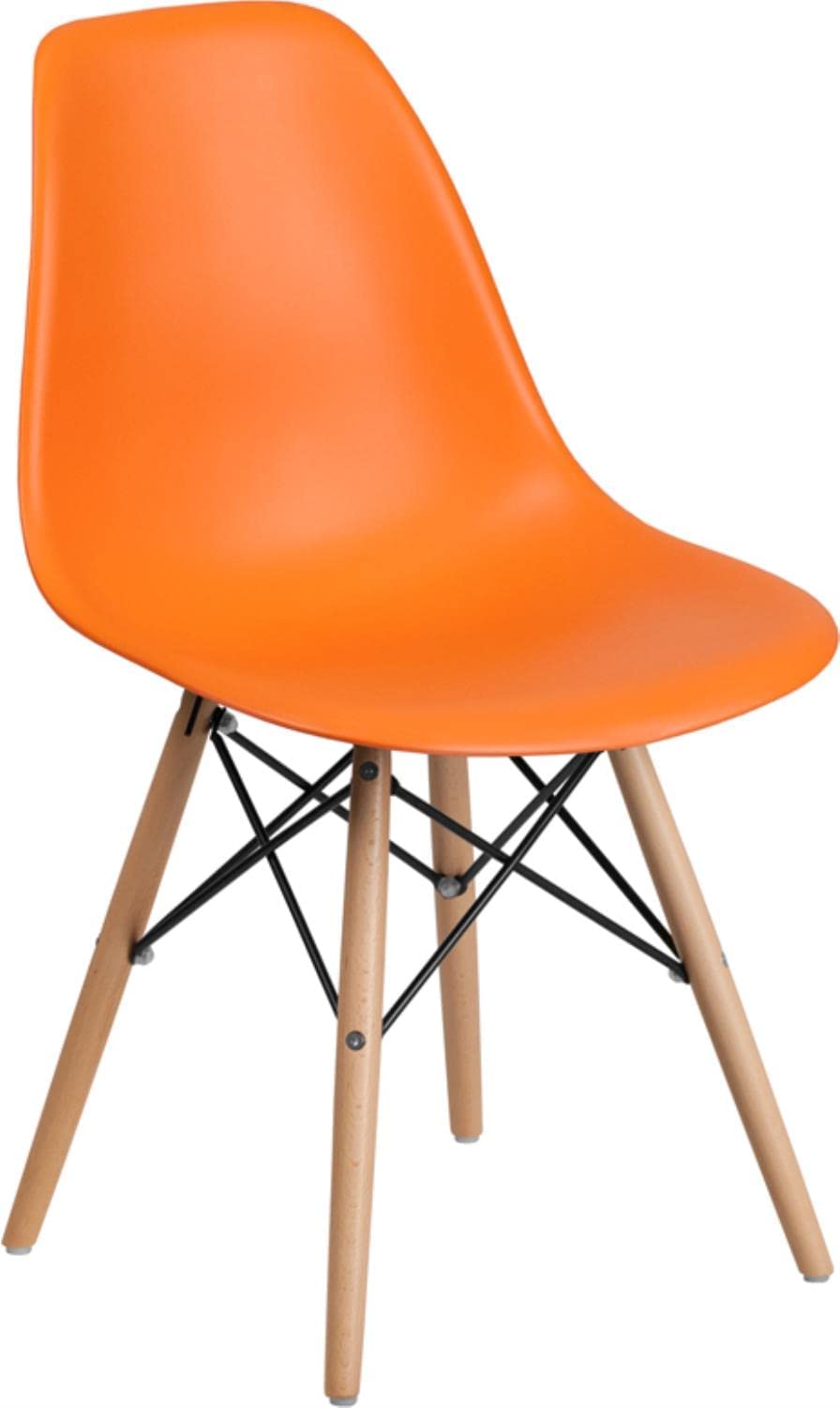 Flash Furniture Elon Series Orange Plastic Chair with Wooden Legs (‎FH-130-DPP-OR-GG)