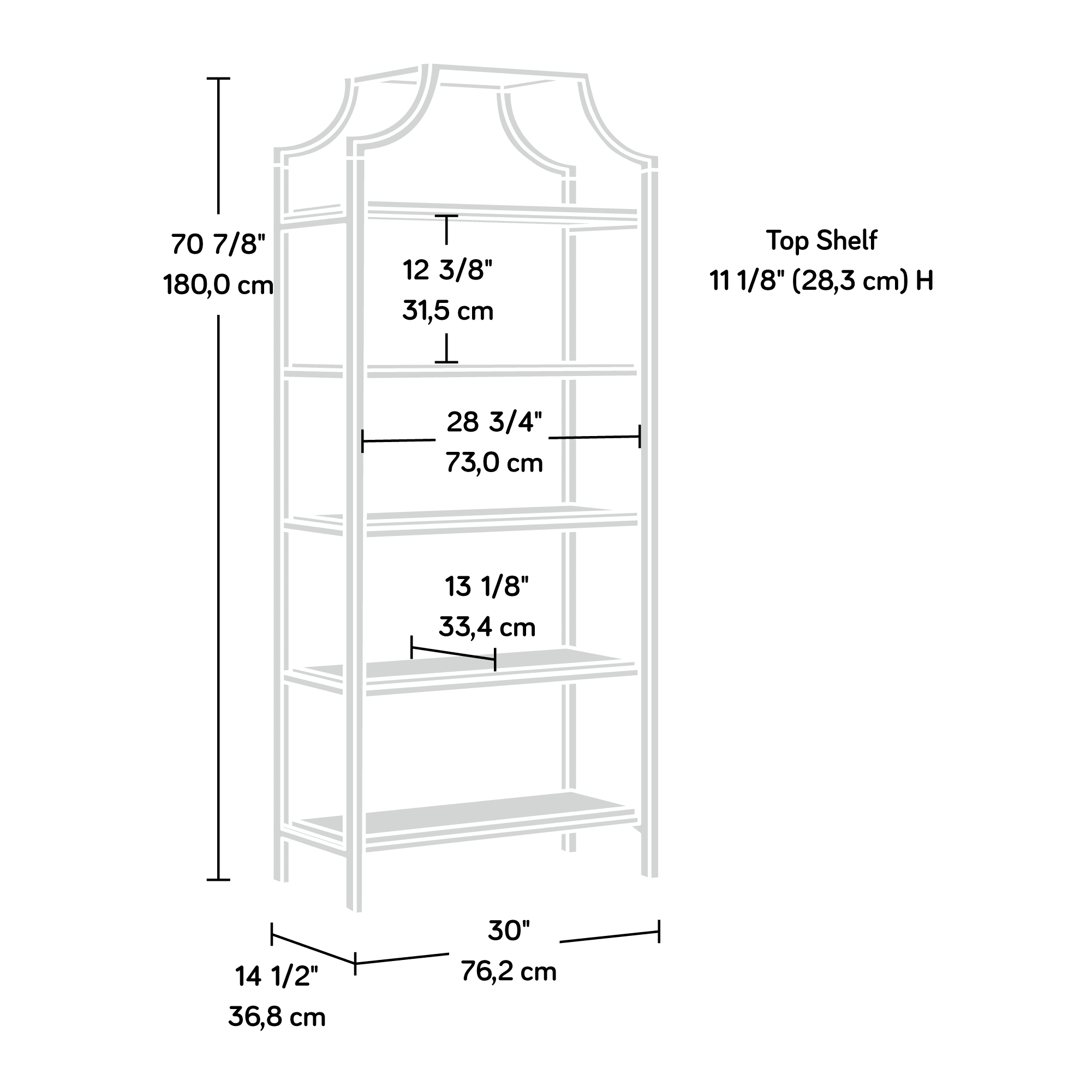 Sauder 428207 International Lux Bookcase - Deco Stone Finish