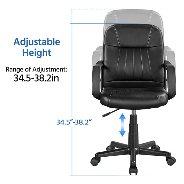 SMILE MART Adjustable Faux Leather Swivel Office Chair. Black
