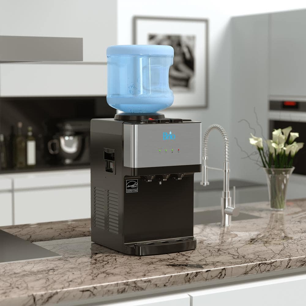Brio CLCTTL520 Top Loading Countertop Water Cooler Dispenser with Hot. Cold and Room Temperature Water