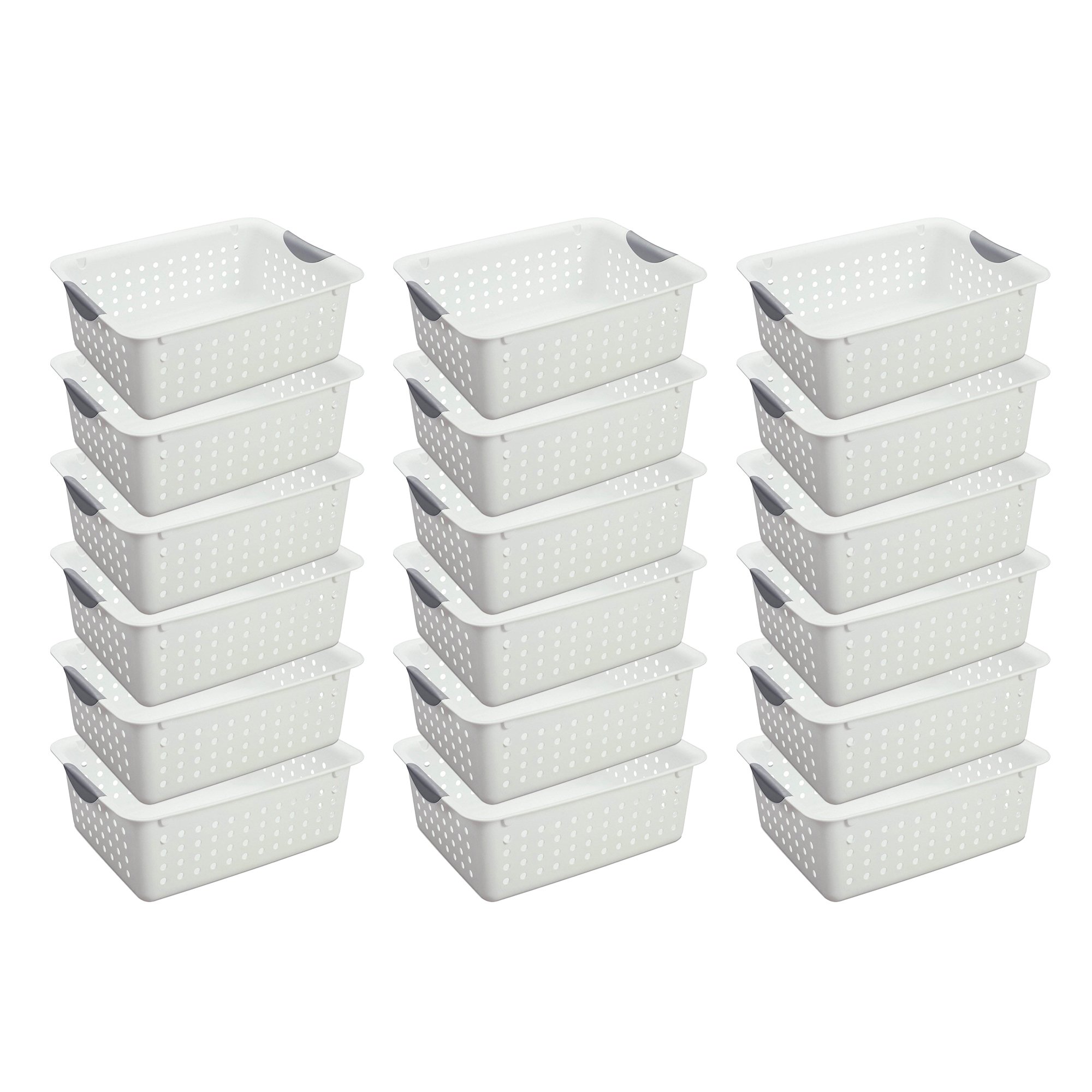 Sterilite Medium Ultra Plastic Storage Organizer Basket. White. (18 Pack)