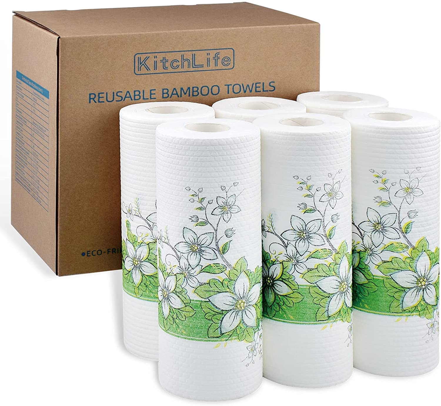 KitchLife Reusable Bamboo Towels - 6 Rolls. Eco Friendly Gifts