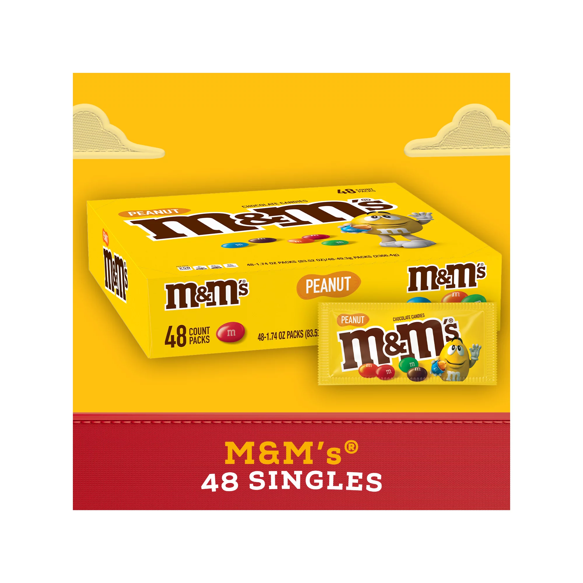 M&M-S Peanut Milk Chocolate Full Size Bulk Candy - 1.74oz/48ct
