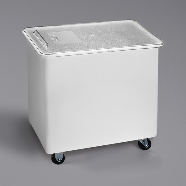 Carlisle BIN4402 44 Gallon / 700 Cup White Flat Top Mobile Ingredient Storage Bin with Sliding Lid