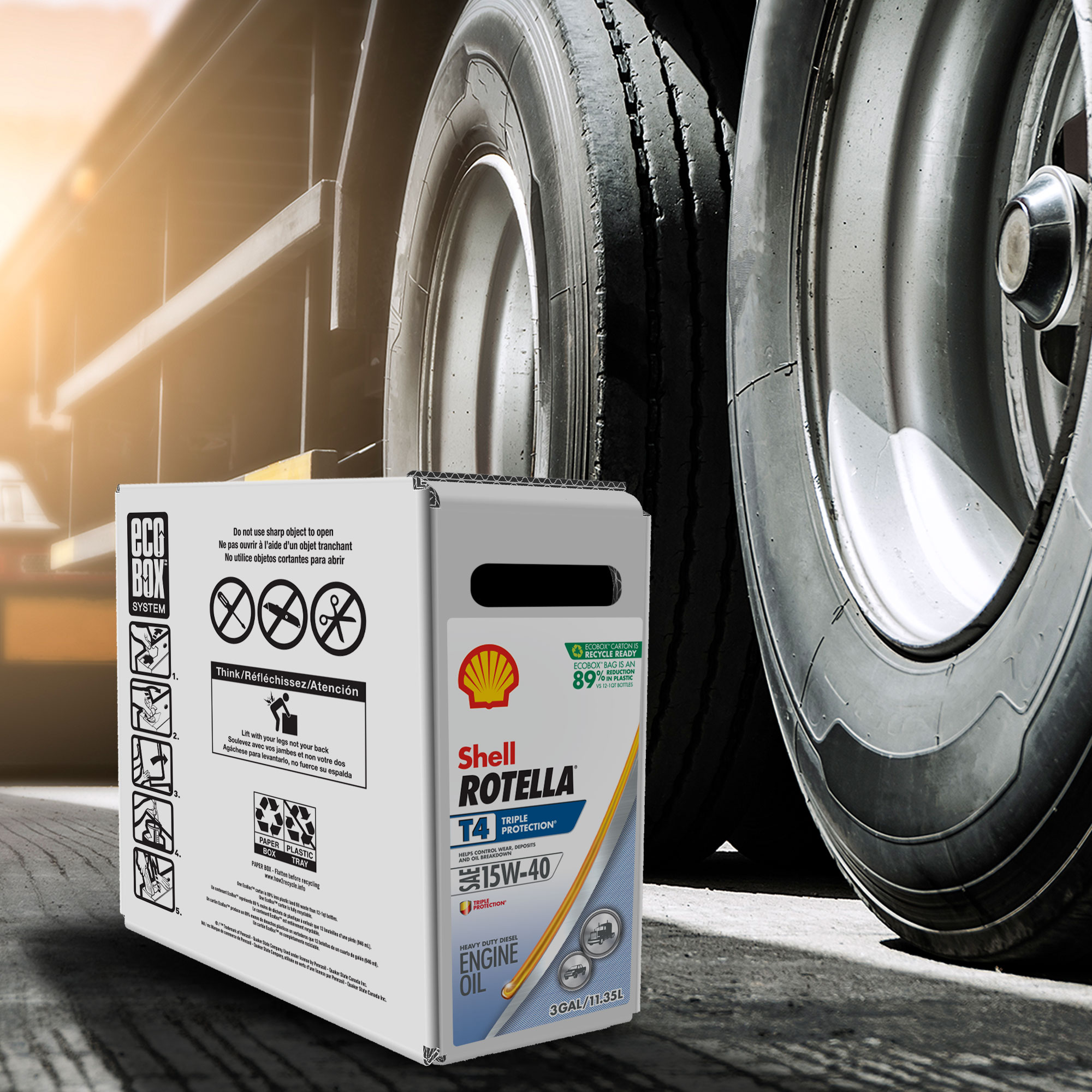 Shell Rotella T4 Triple Protection 15W-40 Diesel Motor Oil. 3 Gallon