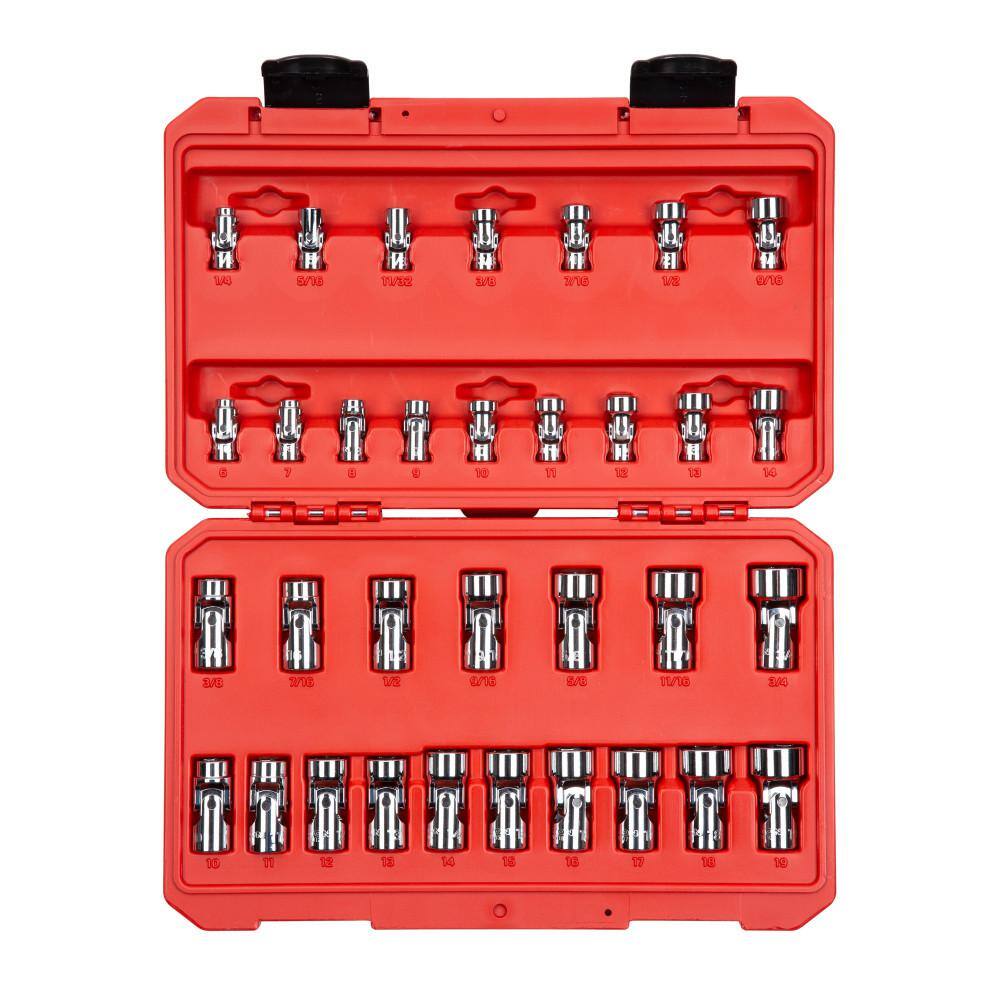 TEKTON SHD99301 1/4. 3/8 in. Drive Universal Joint Socket Set (33-Piece)