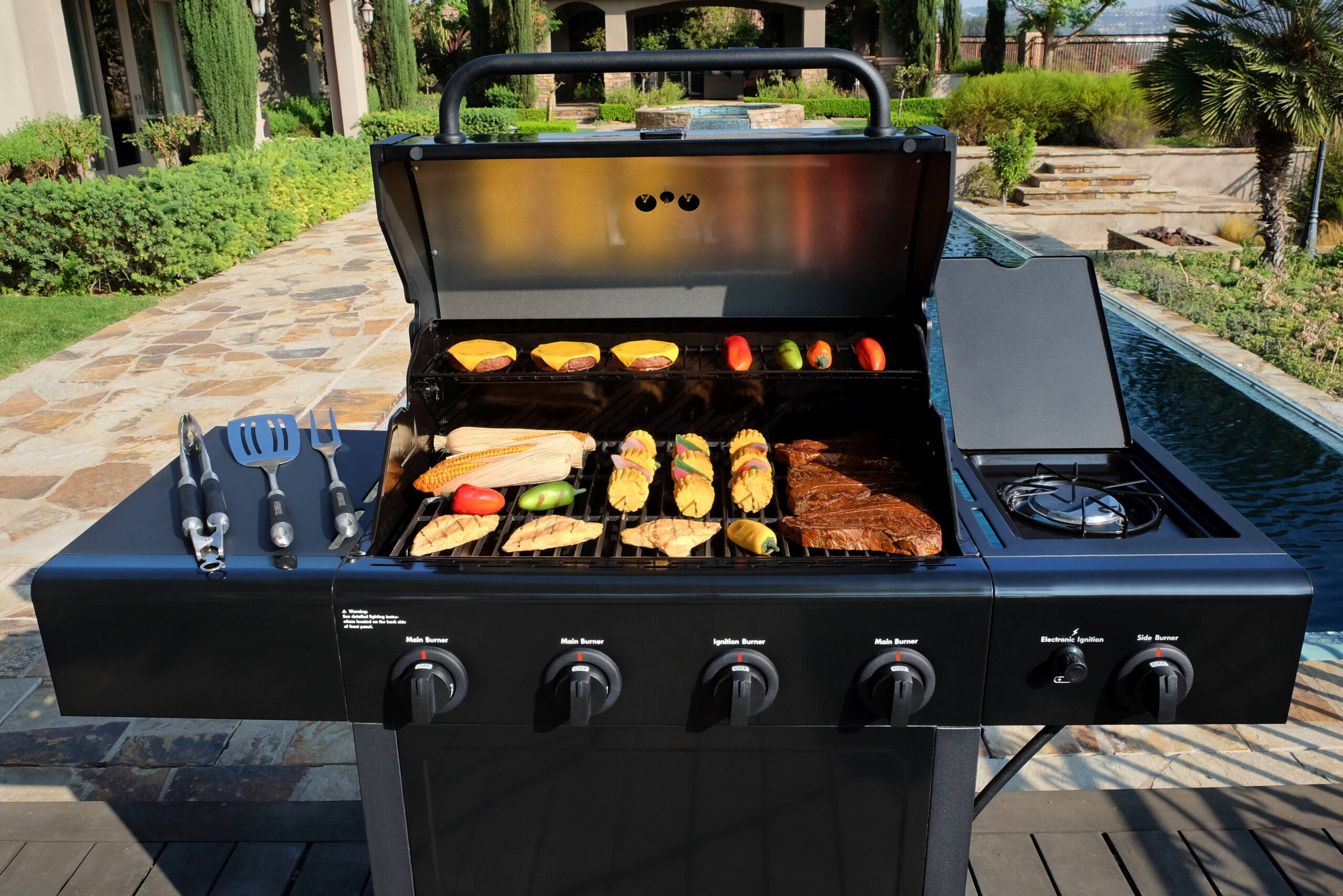 Kenmore 4-Burner Outdoor Propane Gas Grill with Side Burner. Open Cart. Black