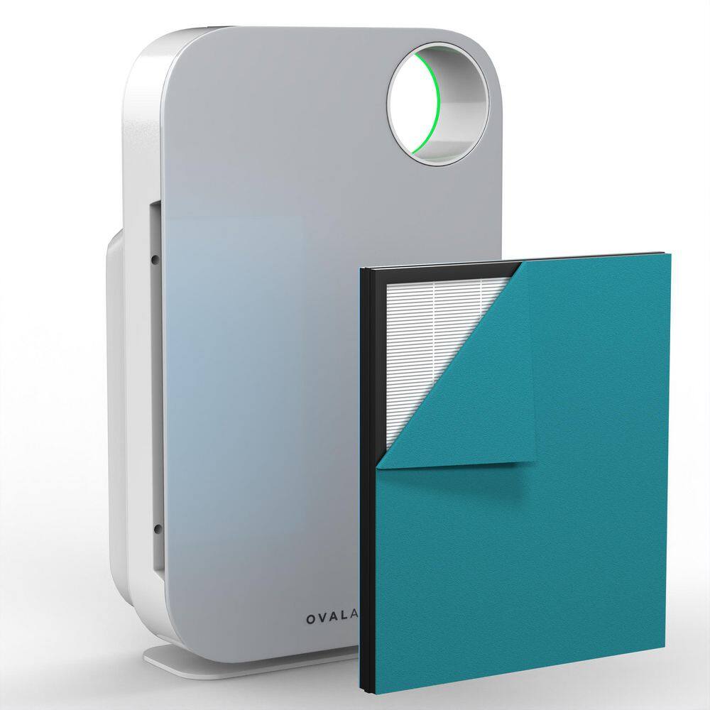 OVAL AIR AIR1000B 3-Stage 5-in-1 Air Purifier for Rooms Upto 600 sq. ft. Reduces Allergies. Asthma. Pets. Odor. Smoke. Silver