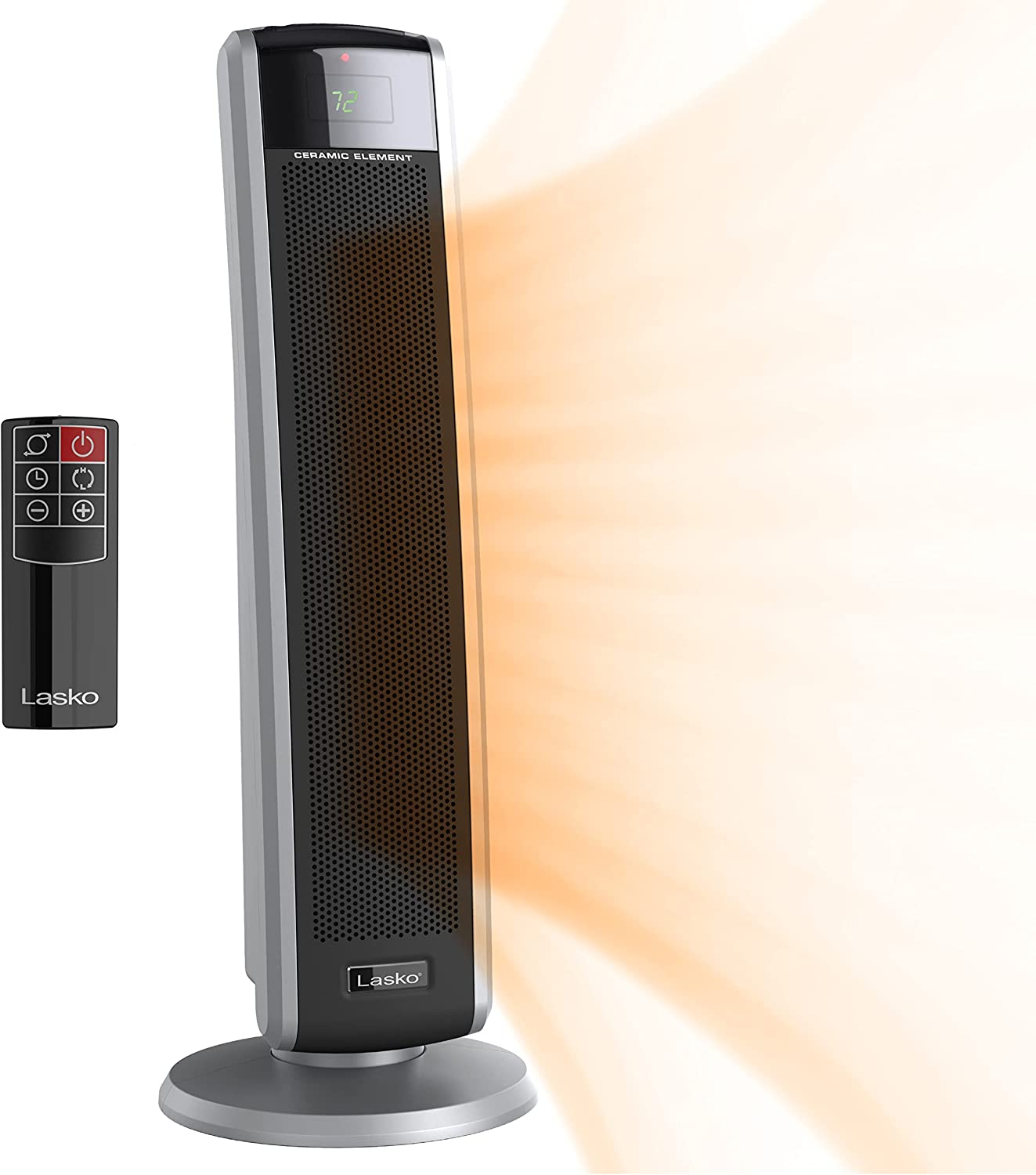 Lasko 5586 Digital Ceramic Tower Heater with Remote. Dark Grey
