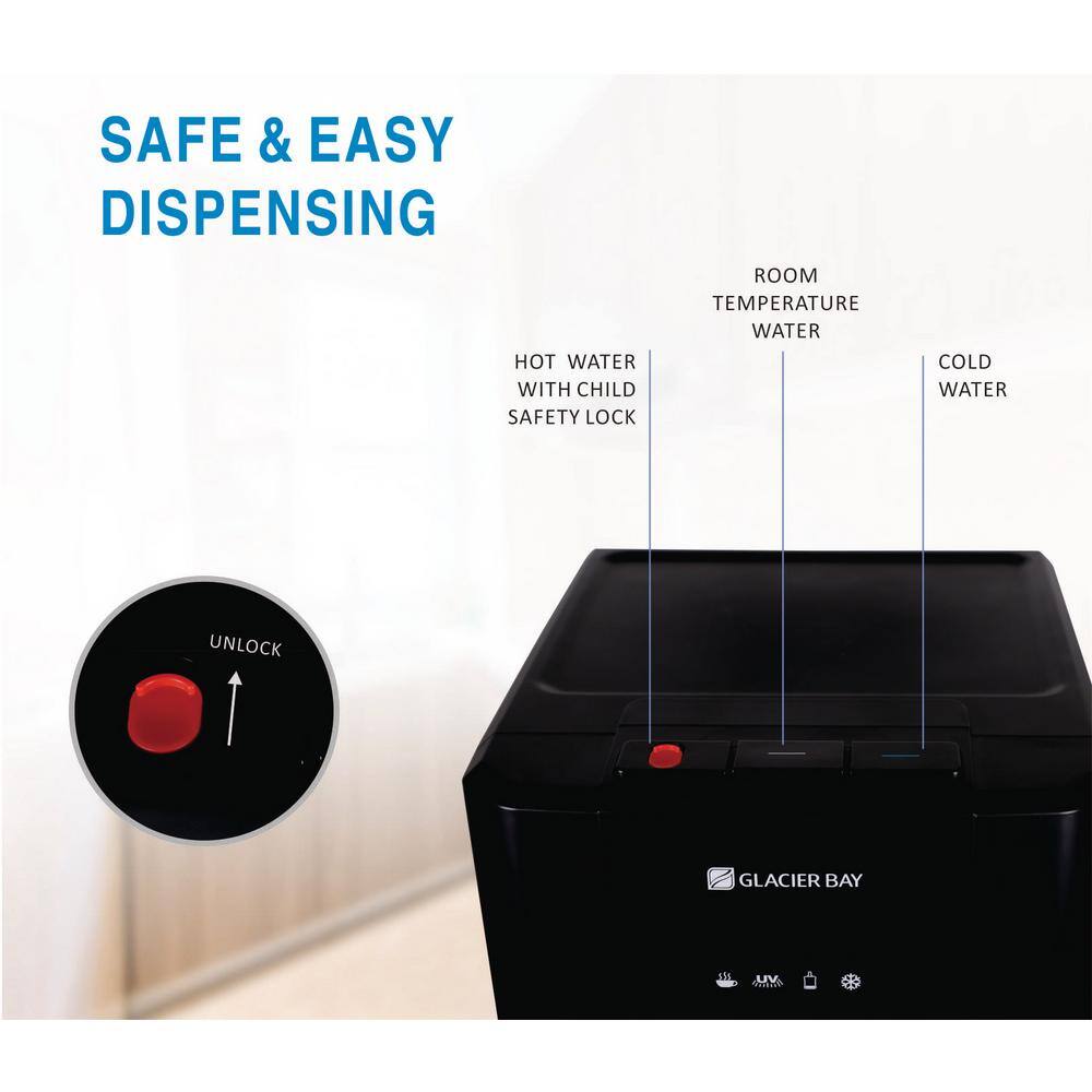 Glacier Bay LY619 Matte Black and Stainless Steel Bottom Load Water Dispenser