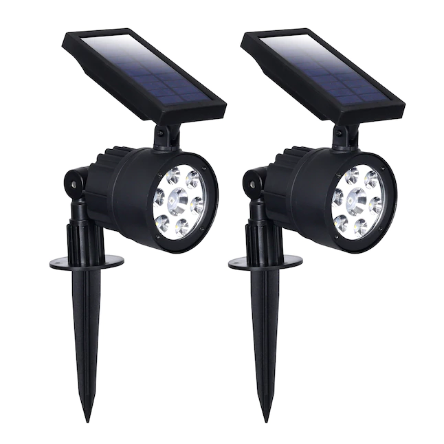 Westinghouse  200-Lumen 5-Watt Black Solar LED Spot Light. 2 Pack. White Light