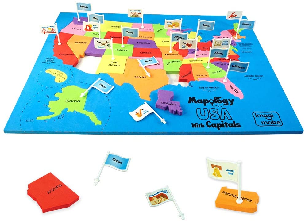Imagimake: Mapology USA with Capitals- Learn USA States Along with Their Fun