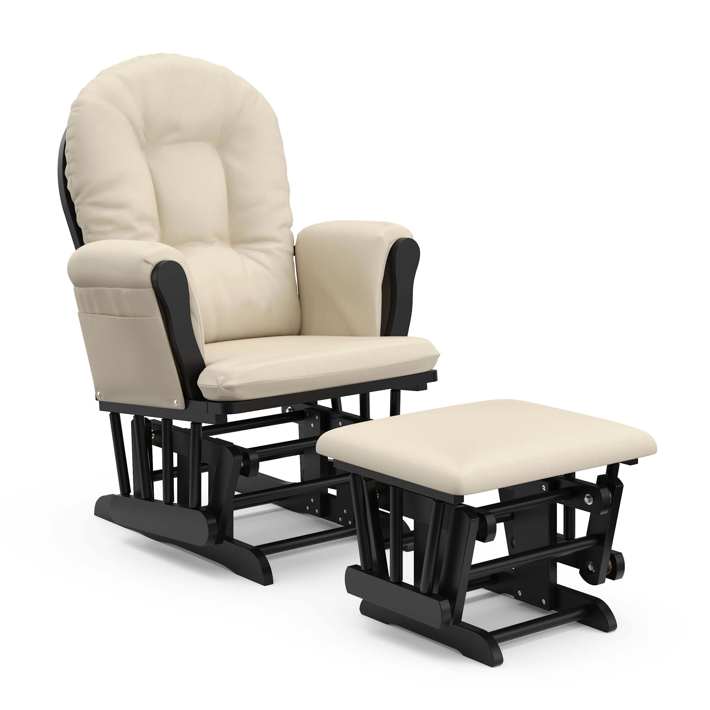 Storkcraft Hoop Nursery Glider and Ottoman. Black with Beige