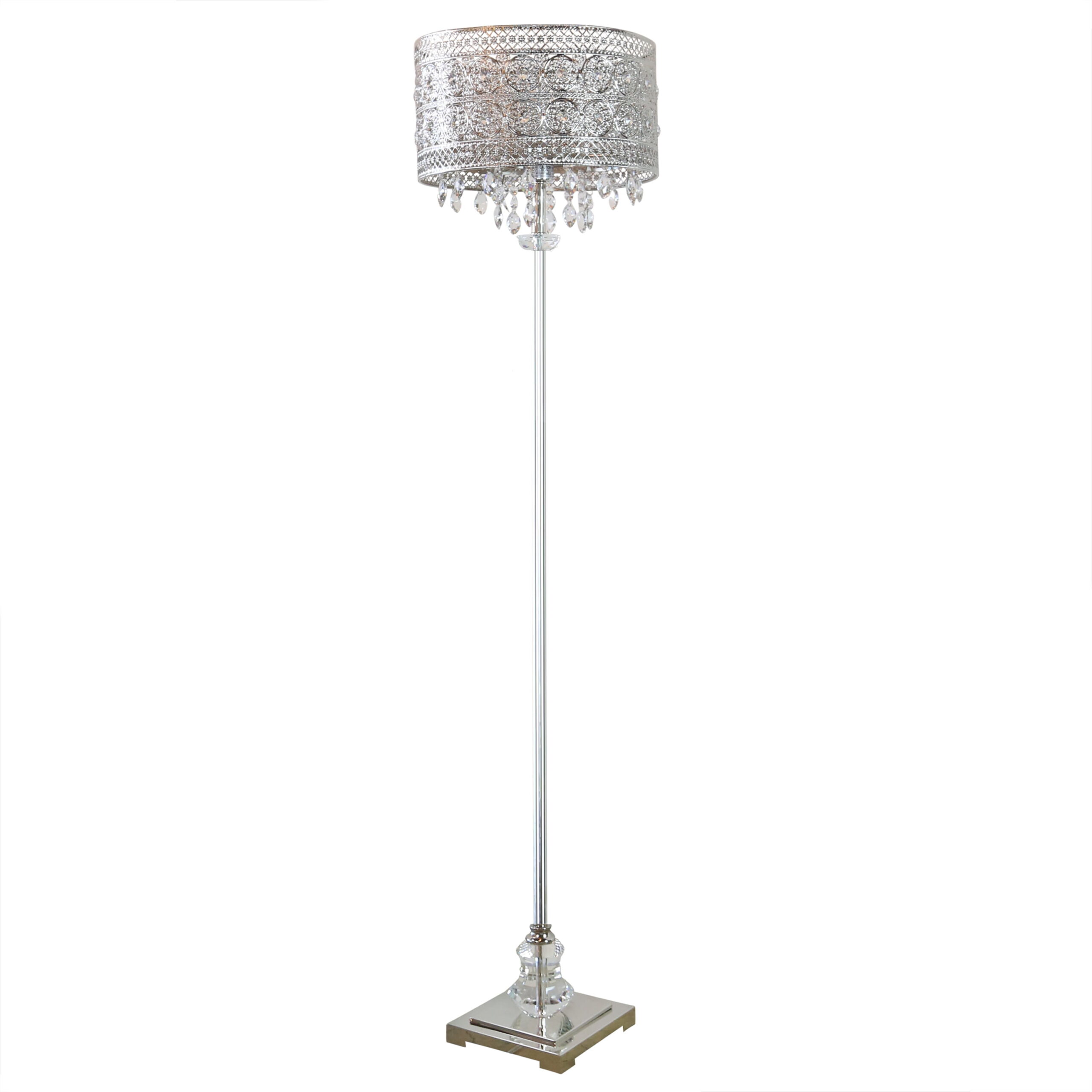 River of Goods Monroe Crystal and Polished Nickel 60.5″ Floor Lamp