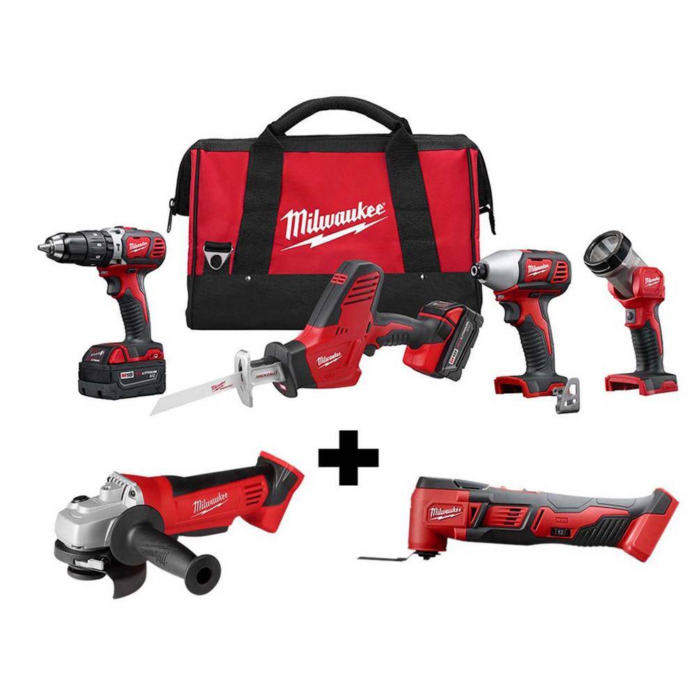 Milwaukee  M18 18V Lithium-Ion Cordless Combo Tool Kit (4-Tool) w/ 4-1/2 in. Cut-Off/Grinder and Multi-Tool