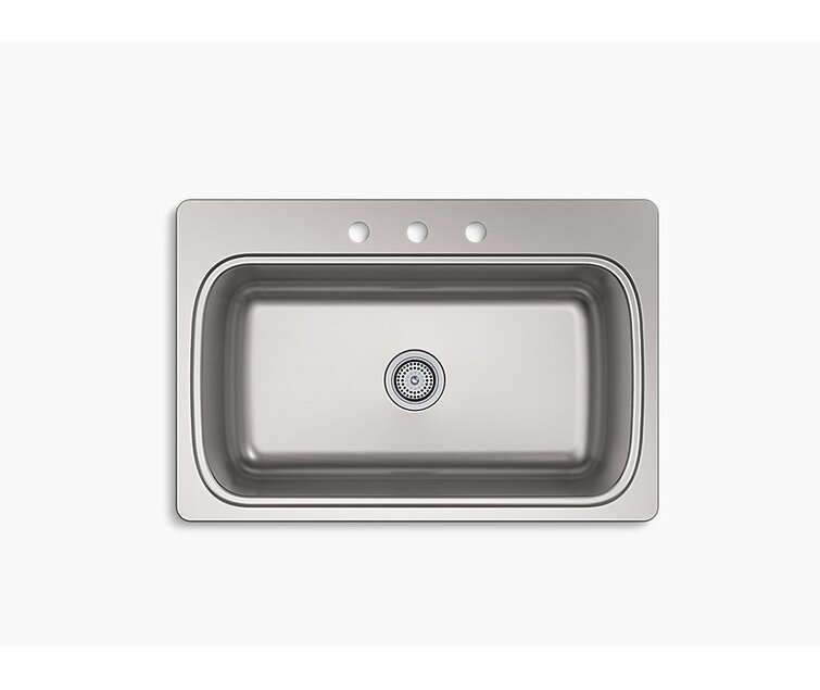 Kohler 20060-3-NA Verse 33″ L x 22″ W Top Mount Single Bowl Kitchen Sink
