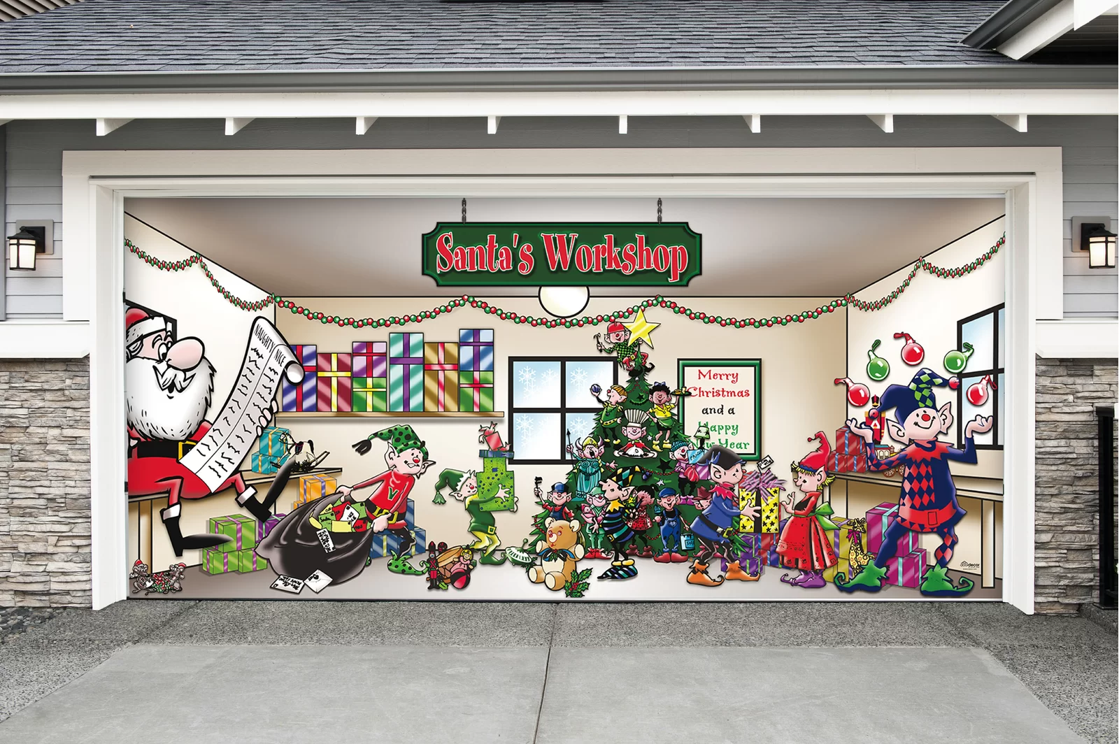 Santa-s Workshop Garage Door Mural