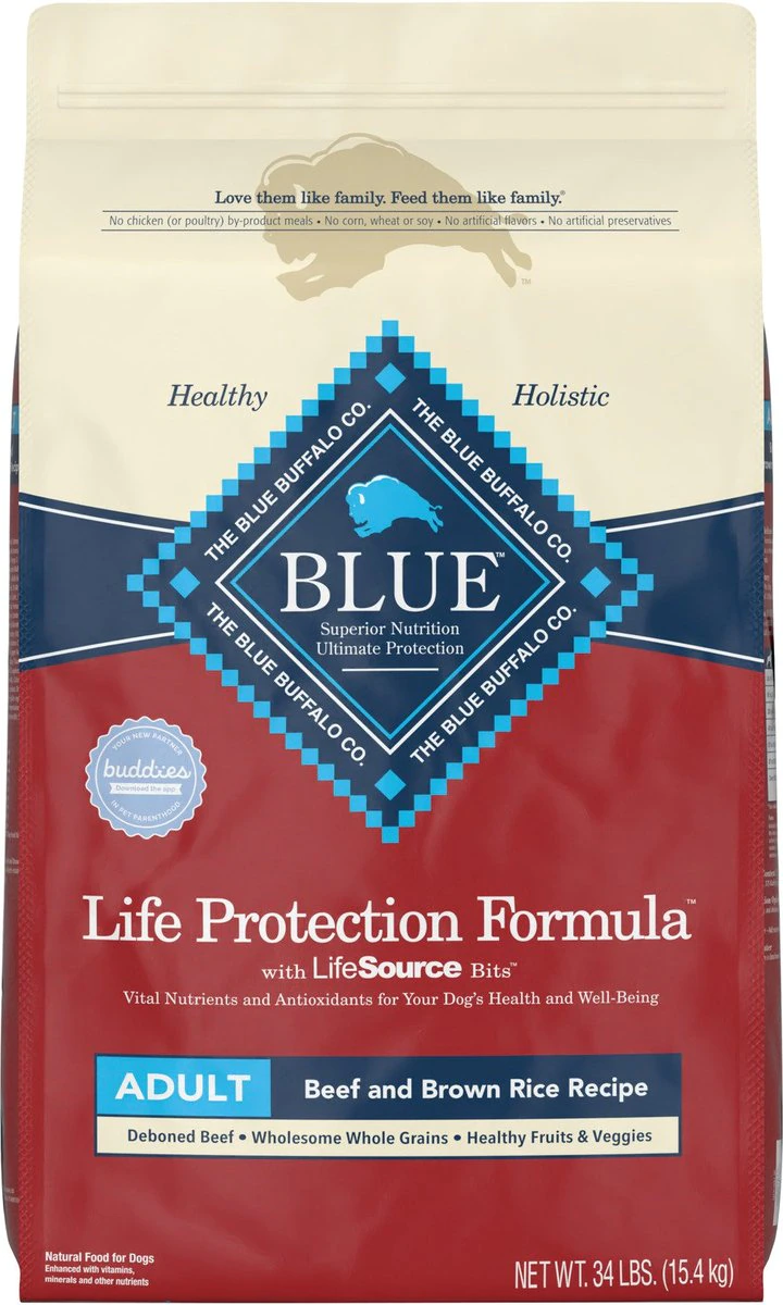 Blue Buffalo Life Protection Formula Adult Beef & Brown Rice Recipe Dry Dog Food -  34-lb bag