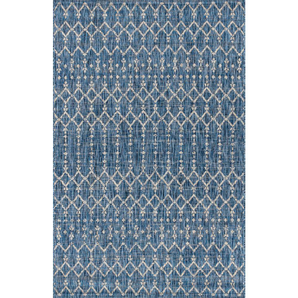 JONATHAN Y  Ourika Navy/Light Gray 9 ft. x 12 ft. Moroccan Geometric Textured Weave Indoor/Outdoor Area Rug