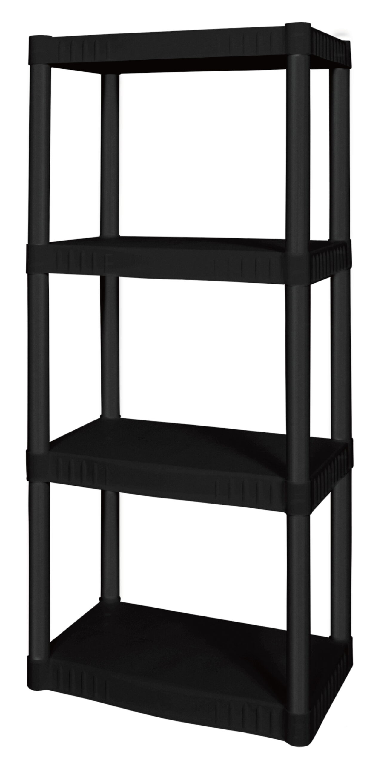 Hyper Tough 14″D x 21.75″W x 47.6″H 4 Shelf Plastic Garage Shelves. Black
