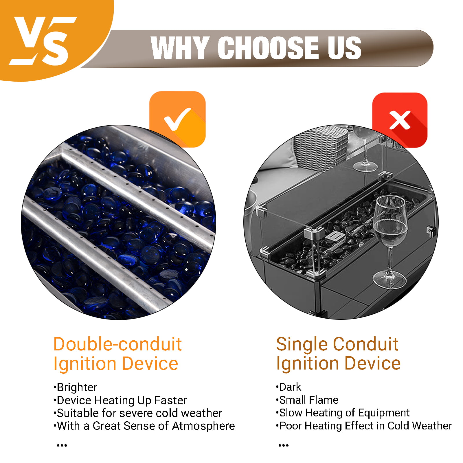 Polar Aurora 44inch Outdoor Propane Fire Pit Table. 50.000 BTU Auto-Ignition Wicker Rattan Patio Gas Fire Pit for Outside Garden/Patio