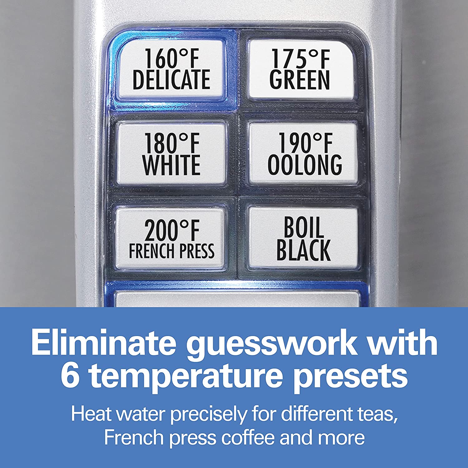 Hamilton Beach 41020C Temperature Control Electric Tea Kettle. Water Boiler & Heater. 1.7 Liter. Fast 1500 Watts. BPA Free. Cordless. Auto-Shutoff and Boil-Dry Protection. Stainless Steel