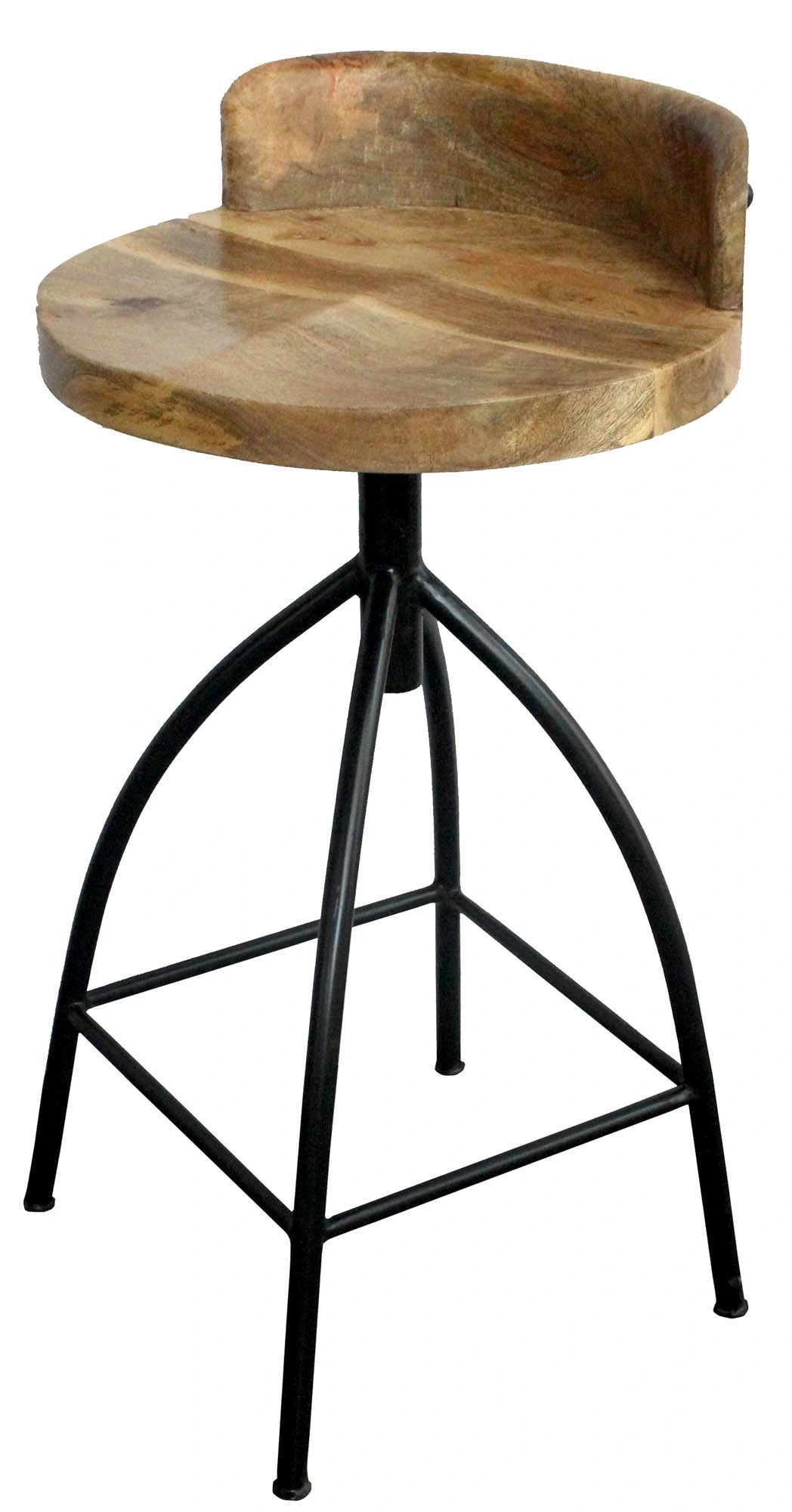 Benzara Industrial Style Adjustable Swivel Counter Height Stool with Backrest. Brown and Black 26-Inch (UPT-165867)