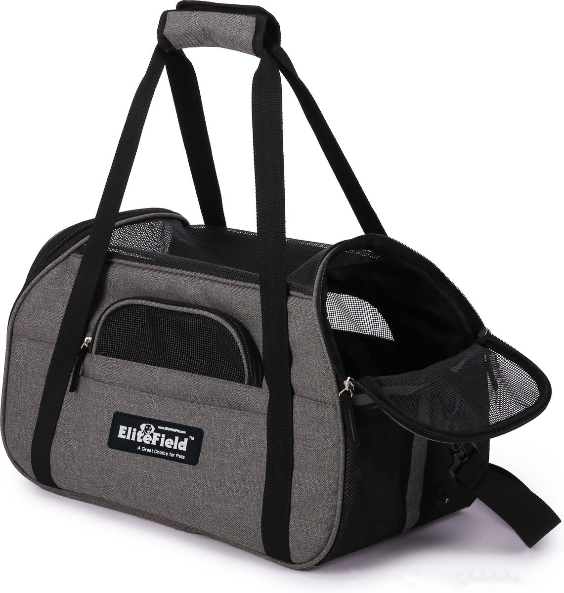 EliteField Soft-Sided Airline-Approved Pet Carrier Bag. Charcoal Gray