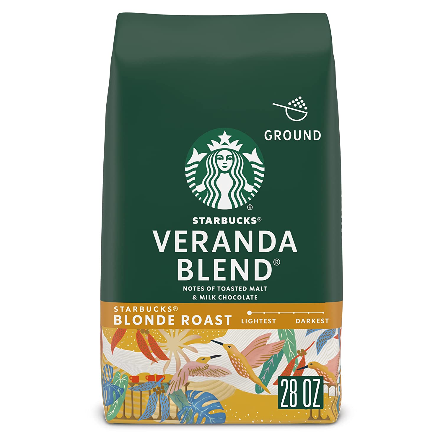 Starbucks Blonde Roast Ground Coffee Veranda Blend 1 bag (28 oz.) (Package May Vary)