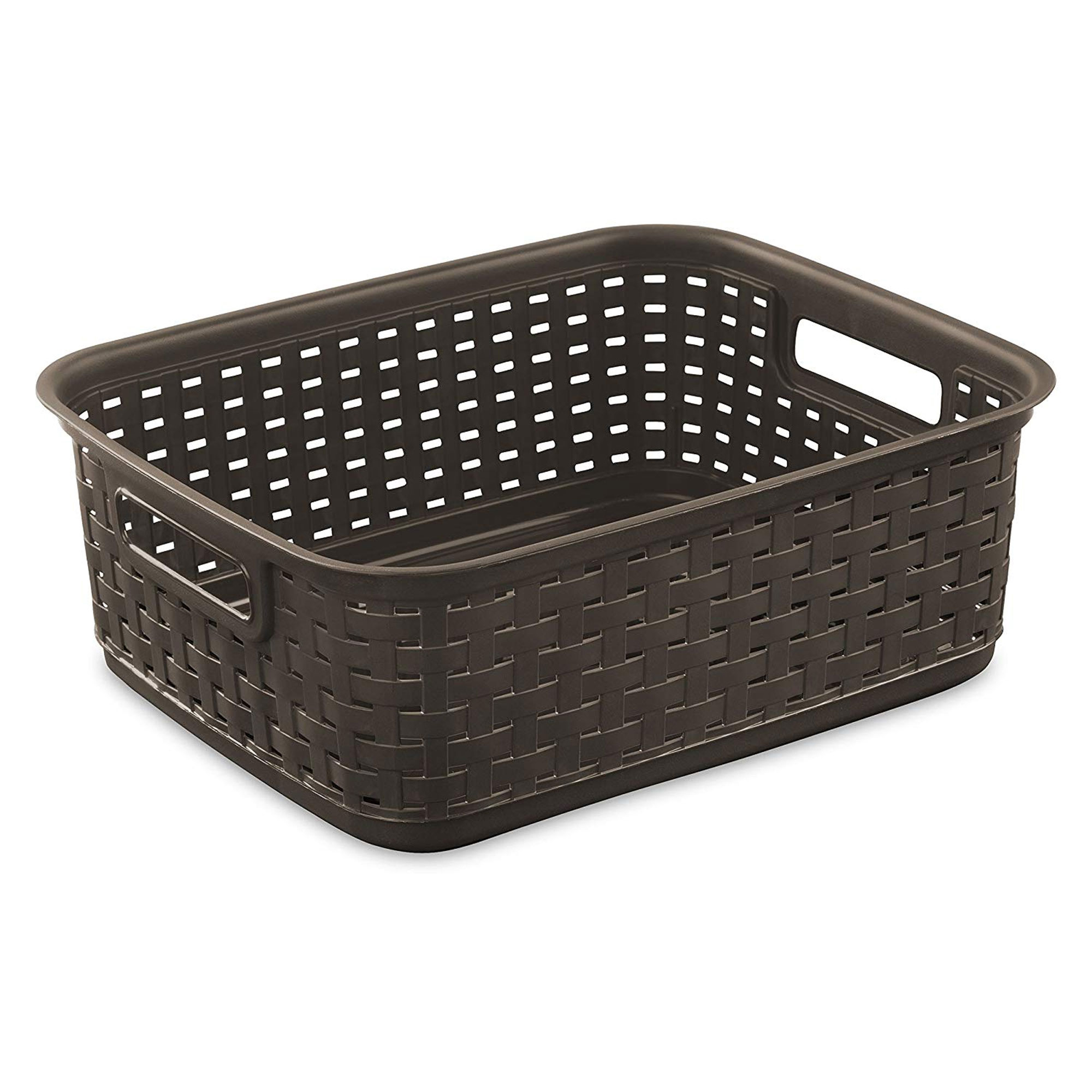 Sterilite Small 11″ Long Weave Home Storage Basket Organizer. Espresso (8 Pack)