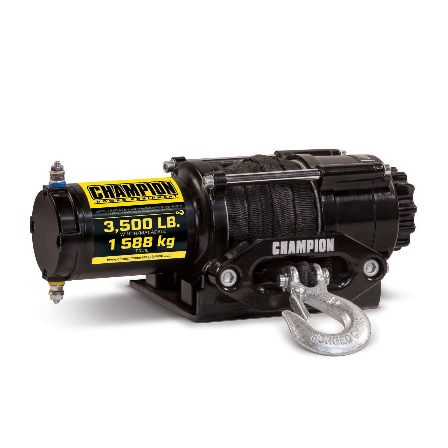 Champion Power Equipment 3500-lb. ATV/UTV Synthetic Rope Winch Kit