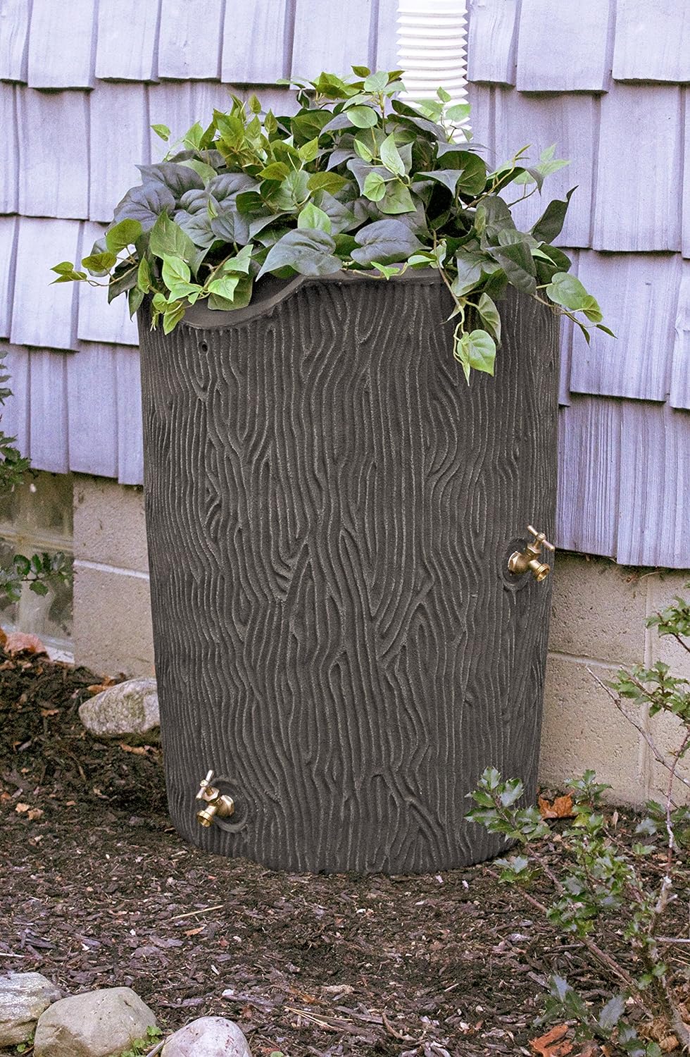 GOOD IDEAS Impressions Bark 50 Gallon Rain Saver - Oak