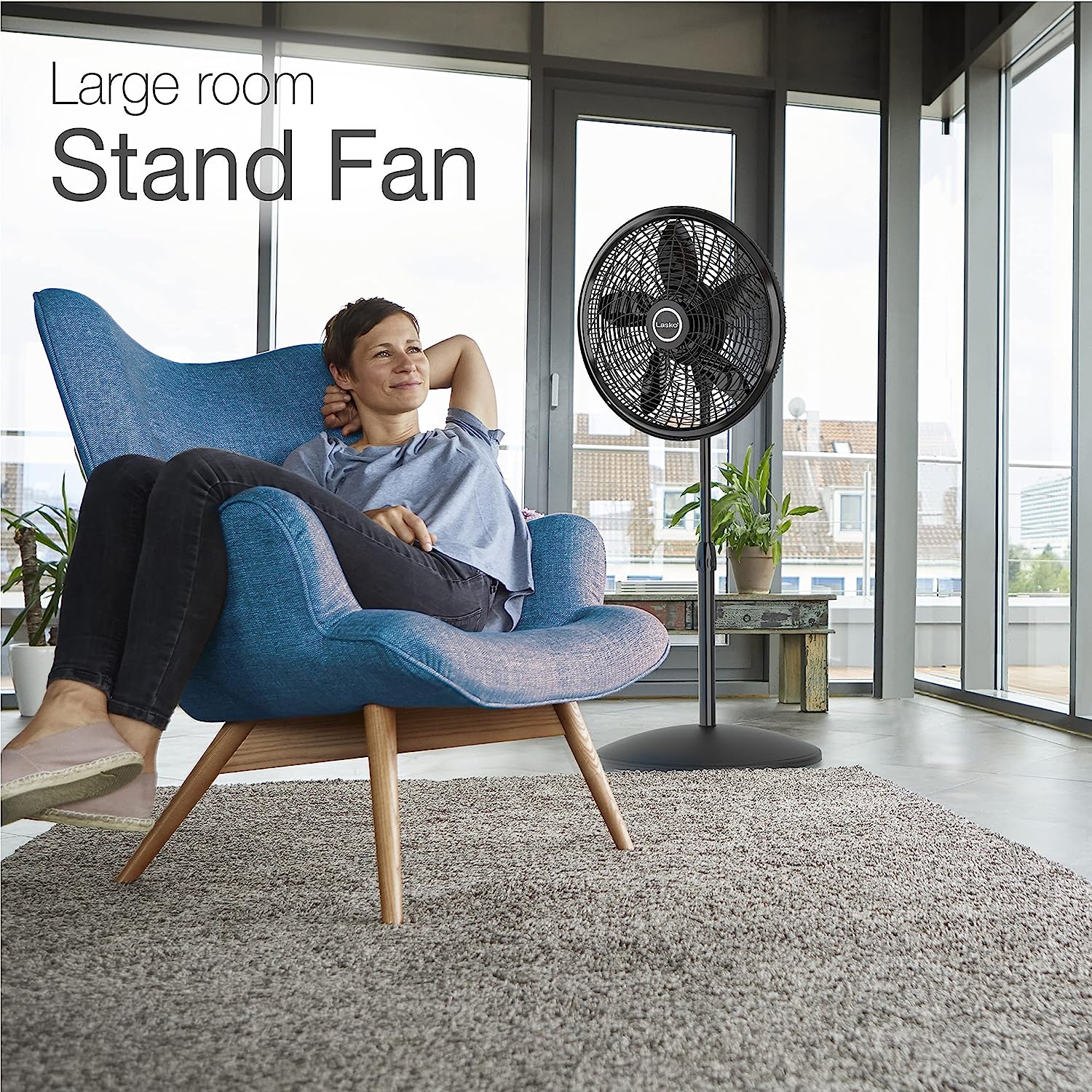 Lasko Oscillating Pedestal Fan. Adjustable Height. 3 Speeds. for Bedroom. Living Room. Home Office and College Dorm Room. 18″. Black. 1827