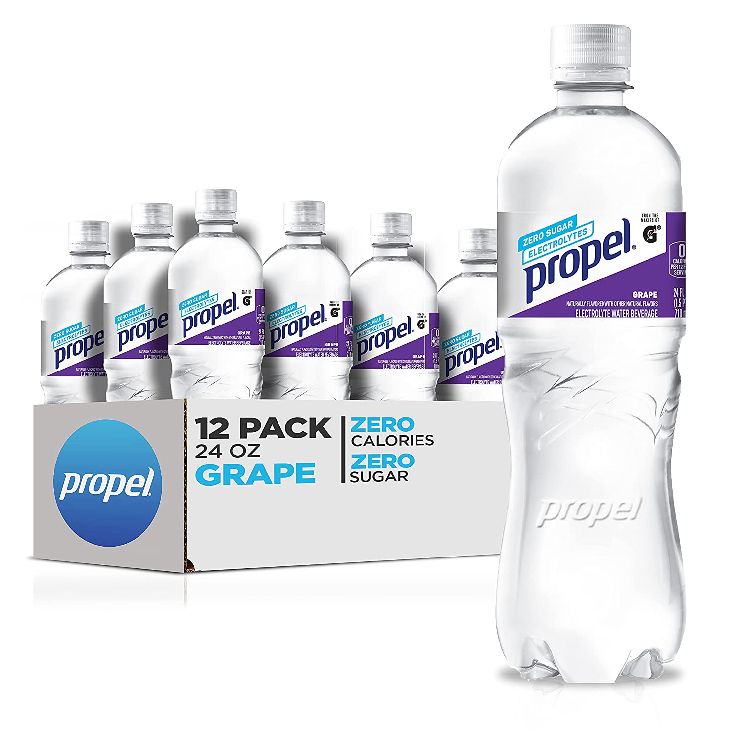Propel. Grape. Zero Calorie Water Beverage 24 Fl Oz (Pack of 12)
