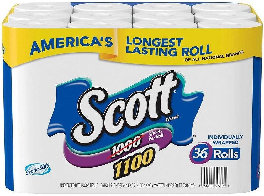Scott Bath Tissue. 1. 100 Sheetsper Roll. 36 Count