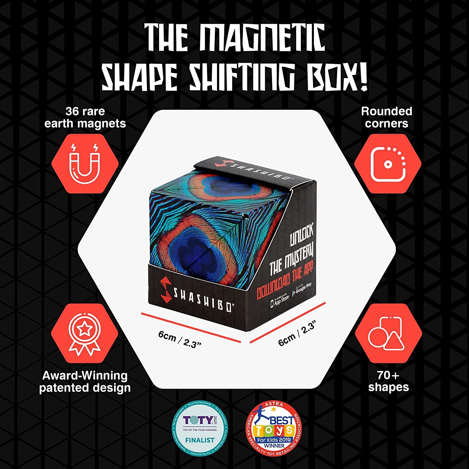 Shashibo Shifting Box. with 36 Rare Earth Magnets - 3D Magic Cube. Wings