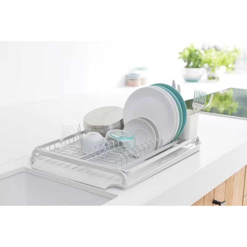 Brabantia 117428 Sinkside 15.2 in. x 19.4 in. Aluminum Dish Drying Rack in Light Gray
