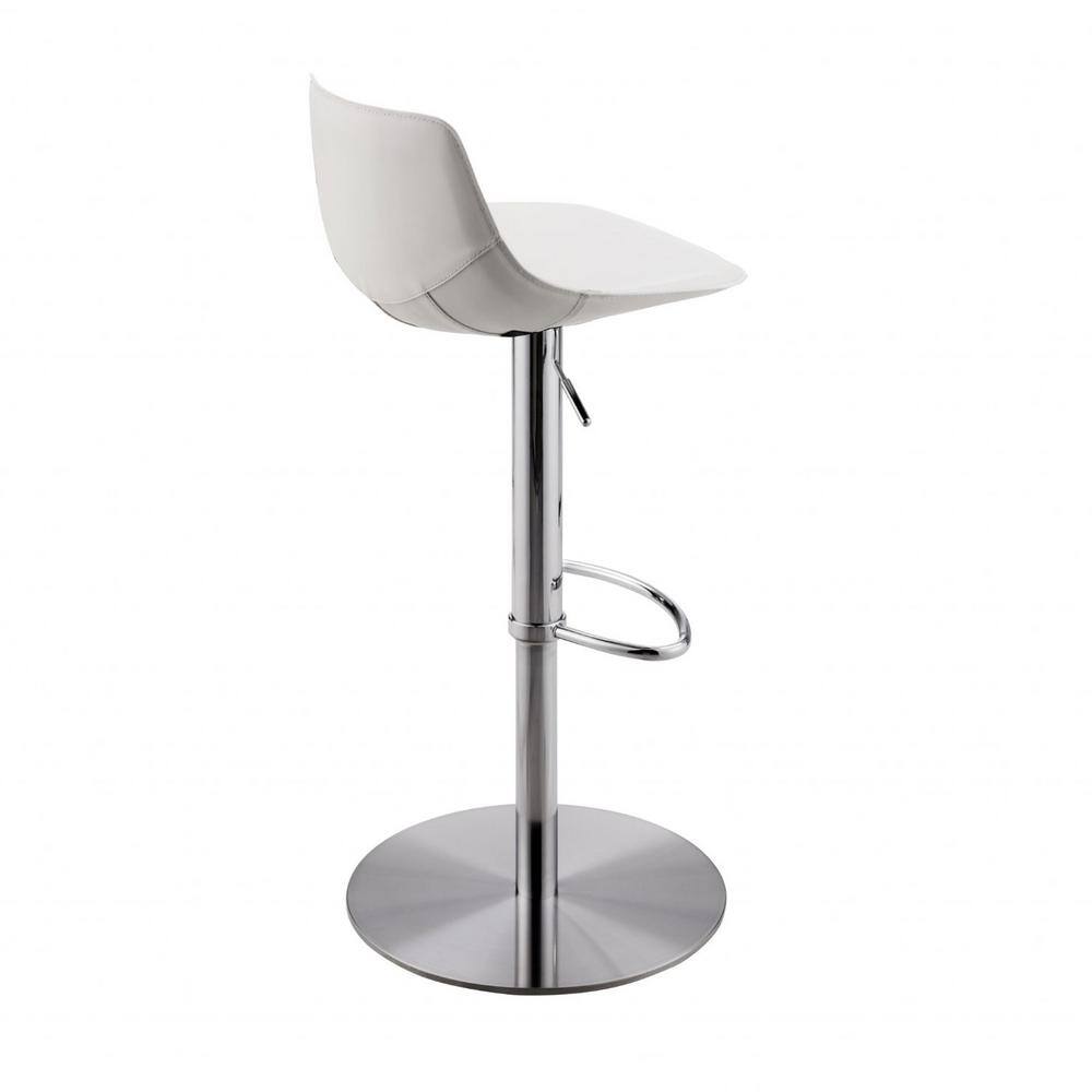 HomeRoots  Amelia 39.57 in White with Brushed Stainless Steel Legs Bar Stool